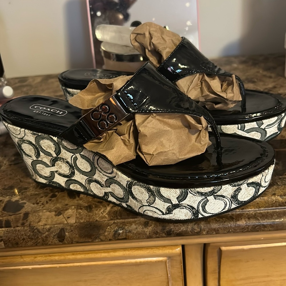 Coach wedge flip flops
